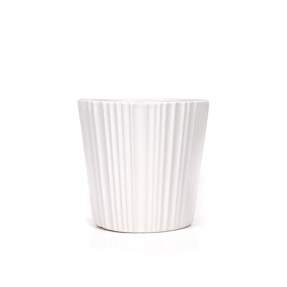 Pot, 4in, Ceramic, Dolomite, Glazed Ribbed White - Floral Acres Greenhouse & Garden Centre