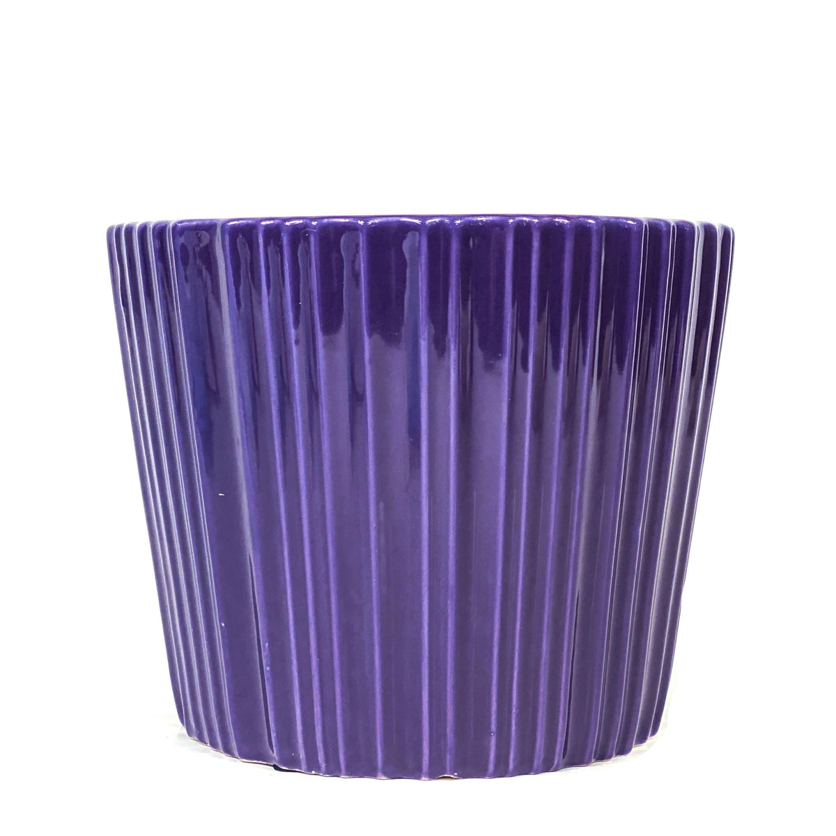 Pot, 6in, Ceramic, Dolomite, Glazed Ribbed Purple - Floral Acres Greenhouse & Garden Centre