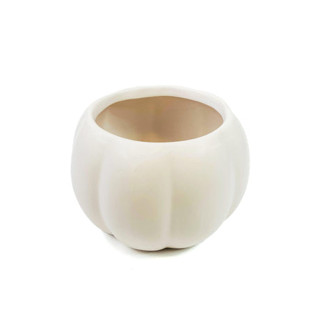 Pot, 4in, Ceramic, Dolomite, Matte White Pumpkin