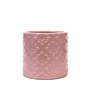Pot, 4in, Ceramic, Dolomite, Floral Motif Pink - Floral Acres Greenhouse & Garden Centre