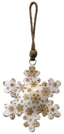 Ornament, Metal, Iron, Printed Snowflake, Gold - Floral Acres Greenhouse & Garden Centre