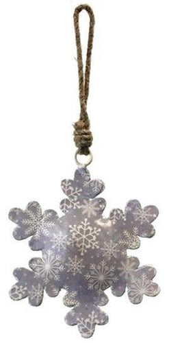 Ornament, Metal, Iron, Printed Snowflake, Silver - Floral Acres Greenhouse & Garden Centre