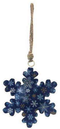 Ornament, Metal, Iron, Printed Snowflake, Blue - Floral Acres Greenhouse & Garden Centre