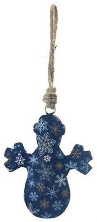 Ornament, Metal, Iron, Printed Snowman, Blue - Floral Acres Greenhouse & Garden Centre