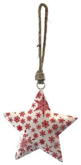 Ornament, Metal, Iron, Printed Star, Red - Floral Acres Greenhouse & Garden Centre