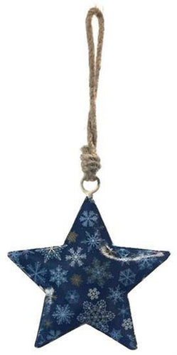 Ornament, Metal, Iron, Printed Star, Blue - Floral Acres Greenhouse & Garden Centre