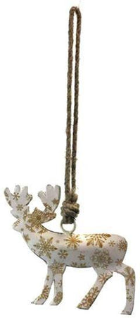 Ornament, Metal, Iron, Printed Reindeer, Gold - Floral Acres Greenhouse & Garden Centre