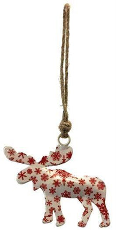 Ornament, Metal, Iron, Printed Moose, Red - Floral Acres Greenhouse & Garden Centre