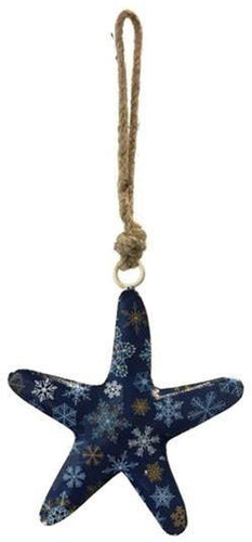Ornament, Metal, Iron, Printed Starfish, Blue - Floral Acres Greenhouse & Garden Centre