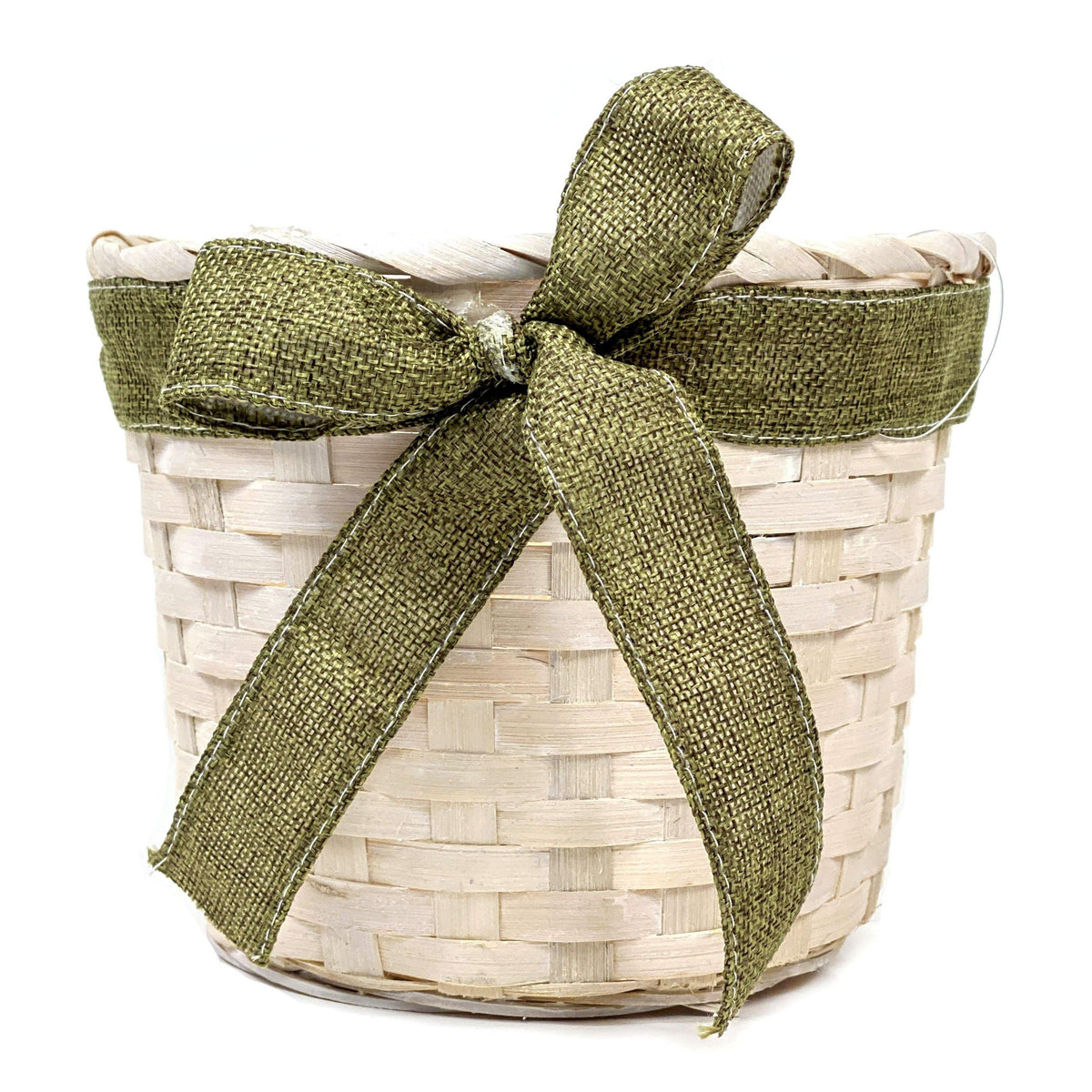Pot, 6in, Basket, White Washed w Ribbon, w Liner - Floral Acres Greenhouse & Garden Centre