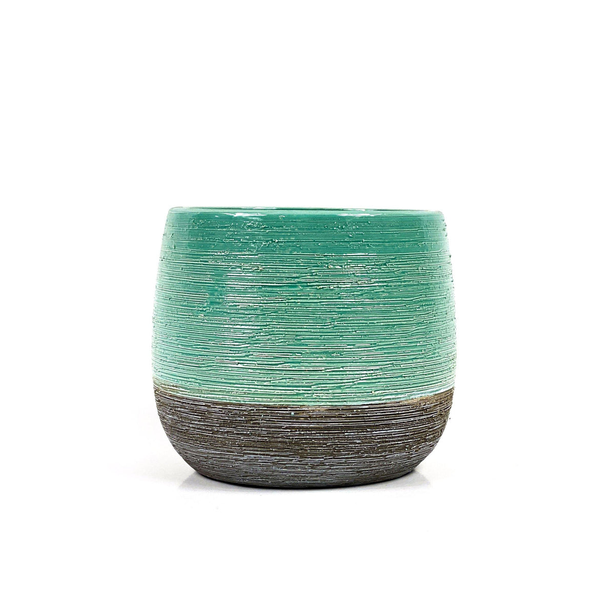 Pot, 4in, Ceramic, Dolomite, Grey Bottom, Aqua - Floral Acres Greenhouse & Garden Centre