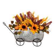 LED Wagon Decor w/ Sunflowers & Wheat - Floral Acres Greenhouse & Garden Centre