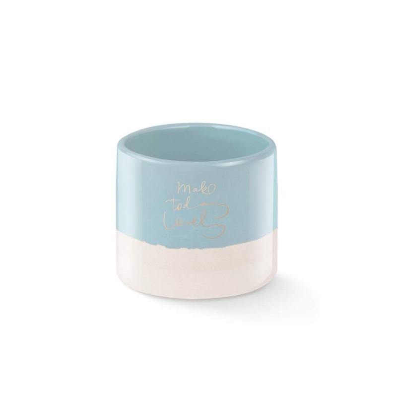 Blue/Cream Pot, 'Make Today Lovely', 3.5inx3.25in - Floral Acres Greenhouse & Garden Centre