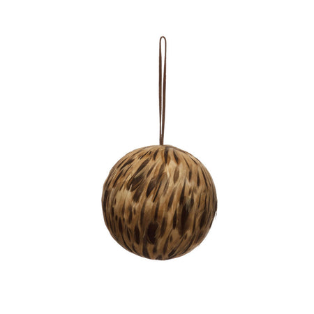 Ornament, Feather Ball w Leather Hanger