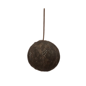 Ornament, Feather Ball w Leather Hanger