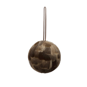 Ornament, Feather Ball w Leather Hanger