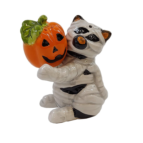Mummy Cat and Jack-O-Lantern Salt & Pepper Shakers - Floral Acres Greenhouse & Garden Centre