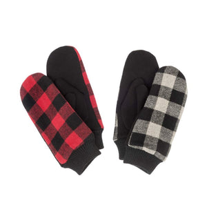 Buffalo Plaid Mittens, 2 Asst Colours