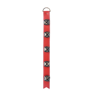 Decor, Jingle Bells on Leather Belt, Red