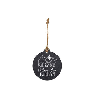 Ball Ornament, 3.25inx3.5in, 'Come All Ye Faithful - Floral Acres Greenhouse & Garden Centre