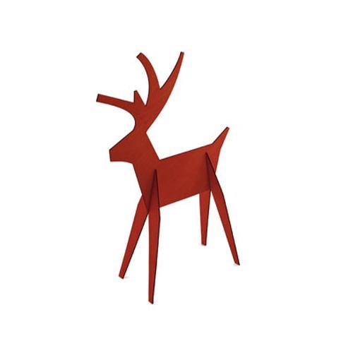 Decor, Wood Alpine Reindeer, Red, Medium - Floral Acres Greenhouse & Garden Centre