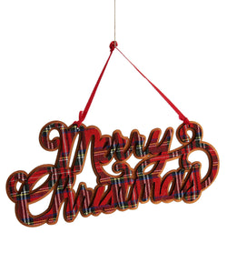 Polyester Plaid Merry Christmas Sign - Floral Acres Greenhouse & Garden Centre