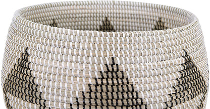 Natural Woven Seagrass Basket, Black Pattern - Floral Acres Greenhouse & Garden Centre