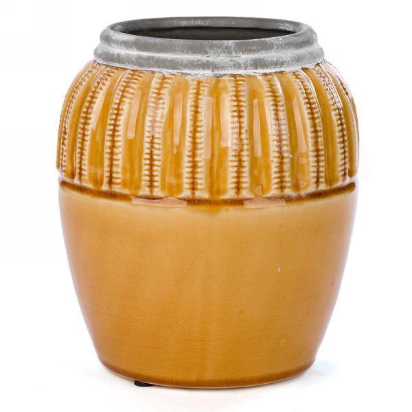 Vase, 5in, Ceramic, Mustard Yellow - Floral Acres Greenhouse & Garden Centre