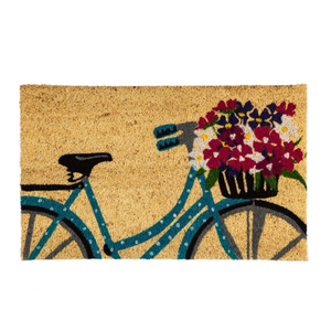 Door Mat, Bicycle w/Flower Basket, Natural Fiber - Floral Acres Greenhouse & Garden Centre