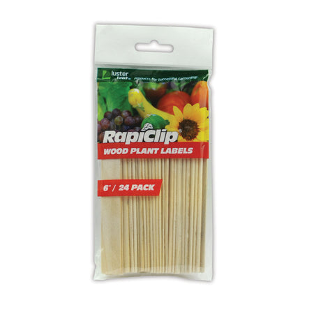 RapiClip Plant Labels, Wood, 6in, 24pack