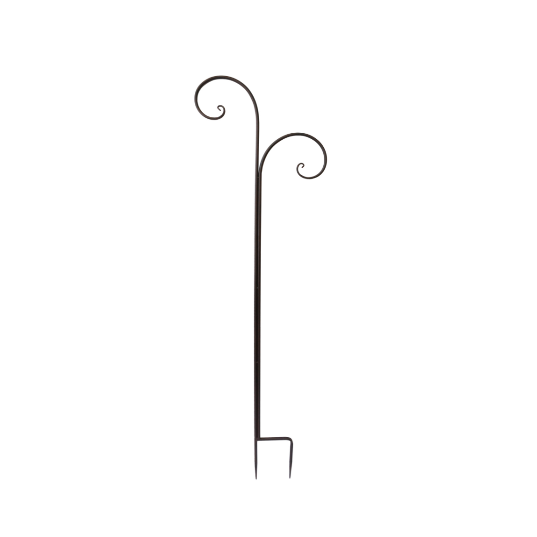 Shepherd's Hook, Double Scroll, Black, 67in - Floral Acres Greenhouse & Garden Centre