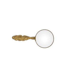 Pewter Magnifying Glass, Gold, Feather Shaped Hand - Floral Acres Greenhouse & Garden Centre