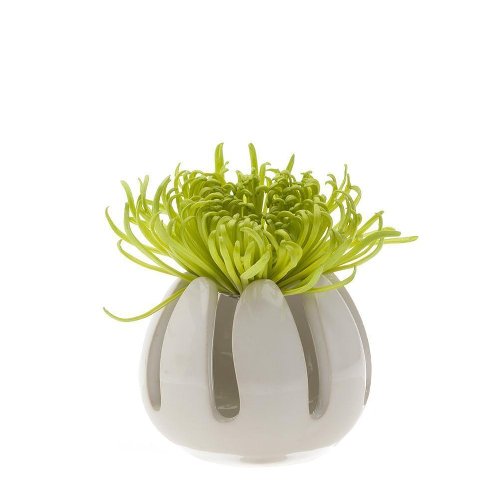 Gideon Vase, 2.5in, White, Grassy - Floral Acres Greenhouse & Garden Centre