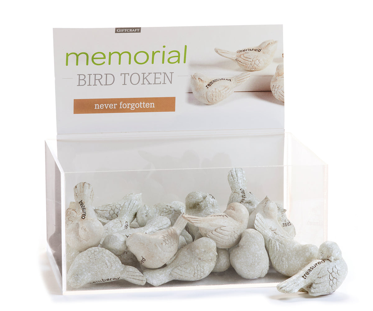 Bird Memorial Token, White, 2.5in - Floral Acres Greenhouse & Garden Centre