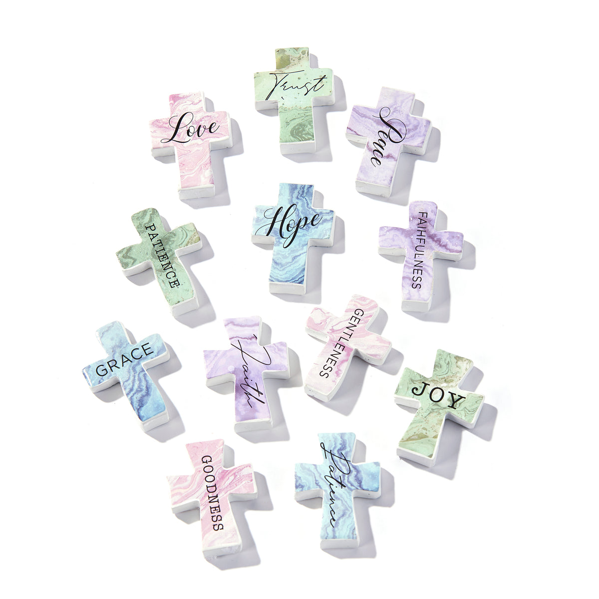 Mini Resin Cross Tokens with Assorted Sayings