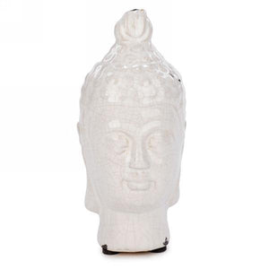 Decor, Ceramic Buddha Head, White, 7in - Floral Acres Greenhouse & Garden Centre