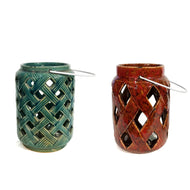 Lantern, Ceramic, Geometric, Ast. Colour