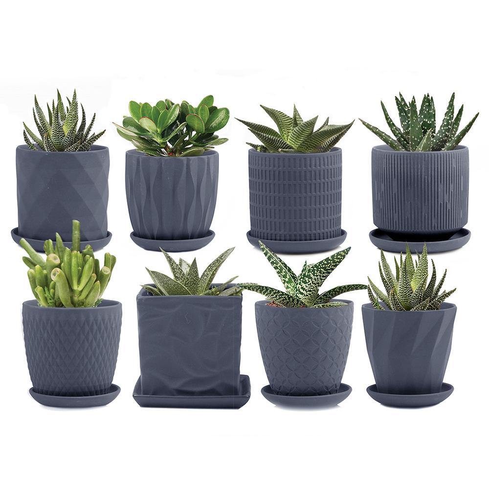 Pot & Saucer, Small Virago, Blue Grey - Floral Acres Greenhouse & Garden Centre