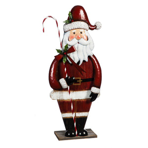 Metal and Wood Santa Statue, 40in - Floral Acres Greenhouse & Garden Centre