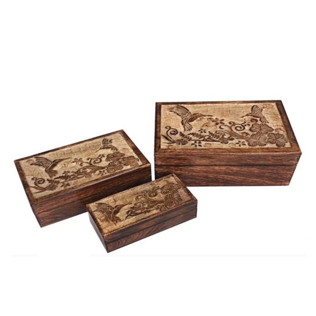 Mango Wood Nested Box, Hummingbird, Small - Floral Acres Greenhouse & Garden Centre