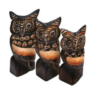 Decor, Wood Carved Owl, Amber, Small - Floral Acres Greenhouse & Garden Centre