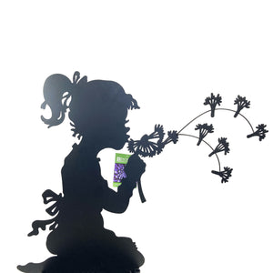 Metal Stake/Garden Art, Girl Wishing, Black - Floral Acres Greenhouse & Garden Centre
