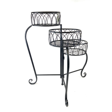 Foldable Lotus Plant Stand, 3 Tiers, Black - Floral Acres Greenhouse & Garden Centre