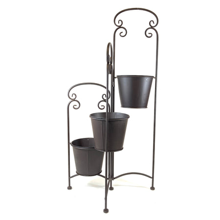 Foldable Scroll Planter Stand w/ Three 6.5in Pots - Floral Acres Greenhouse & Garden Centre