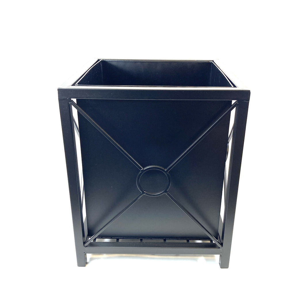 Square Planter w/Metal Liner, Circle Motif, Medium - Floral Acres Greenhouse & Garden Centre