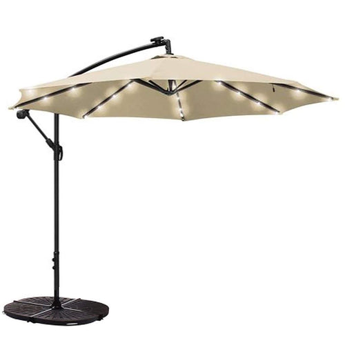 Umbrella, 10ft, LED, Offset, Linen - Floral Acres Greenhouse & Garden Centre