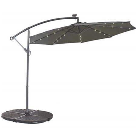 Umbrella, 10ft, LED, Offset, Slate - Floral Acres Greenhouse & Garden Centre