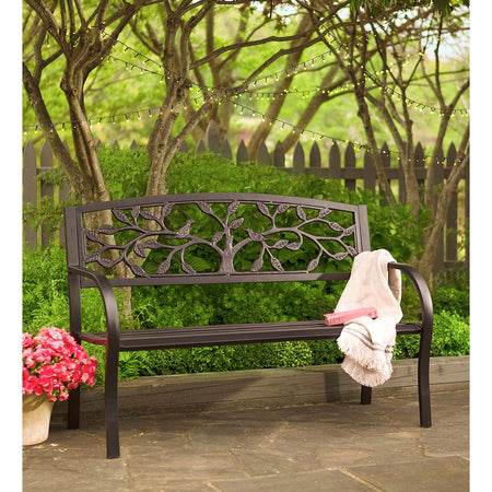Metal Garden Bench, Tree of Life - Floral Acres Greenhouse & Garden Centre