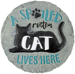 Garden Stone, 8.25in, Spoiled Cat Lives Here - Floral Acres Greenhouse & Garden Centre
