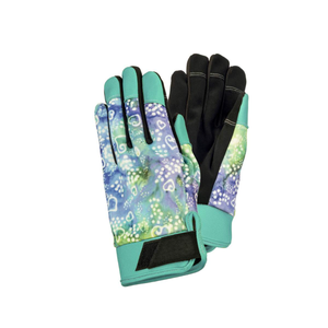 Blue & Green Batik Work Gloves, Two Sizes - Floral Acres Greenhouse & Garden Centre